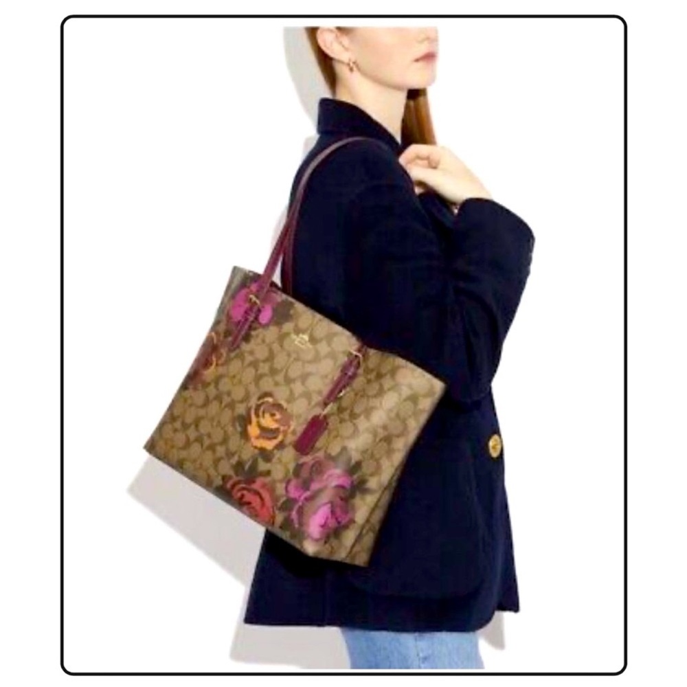 Coach Mollie Floral Tote Bag with Signature Style - Picture 2 of 14